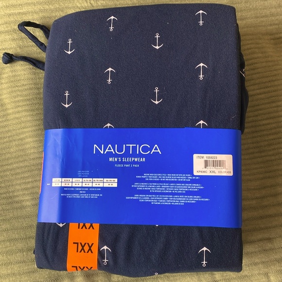Nautical men’s sleepwear, fleece pants 2 pk in blue. Size XXL. Has pockets. NEW - Picture 2 of 5